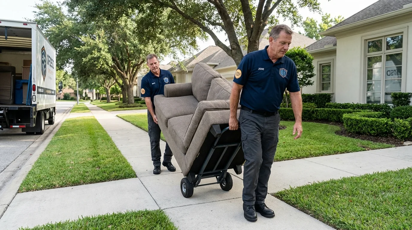 Local residential moving crew loading furniture in Trinity, NC